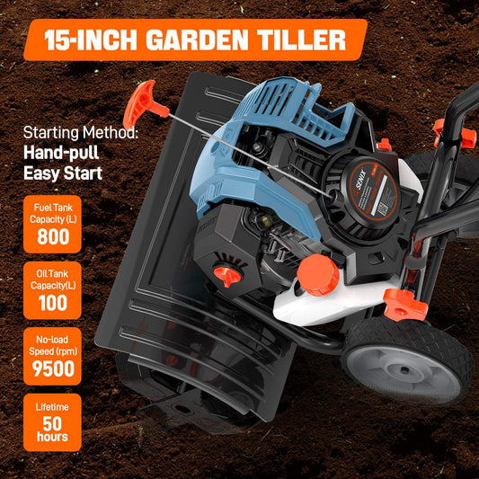 4QL® 46cc 4-Cycle Gas Tiller Cultivator | Cultivators | 4QL® 46 cc 4-Cycle Gas Powered Tiller Cultivator | SENIX Tools