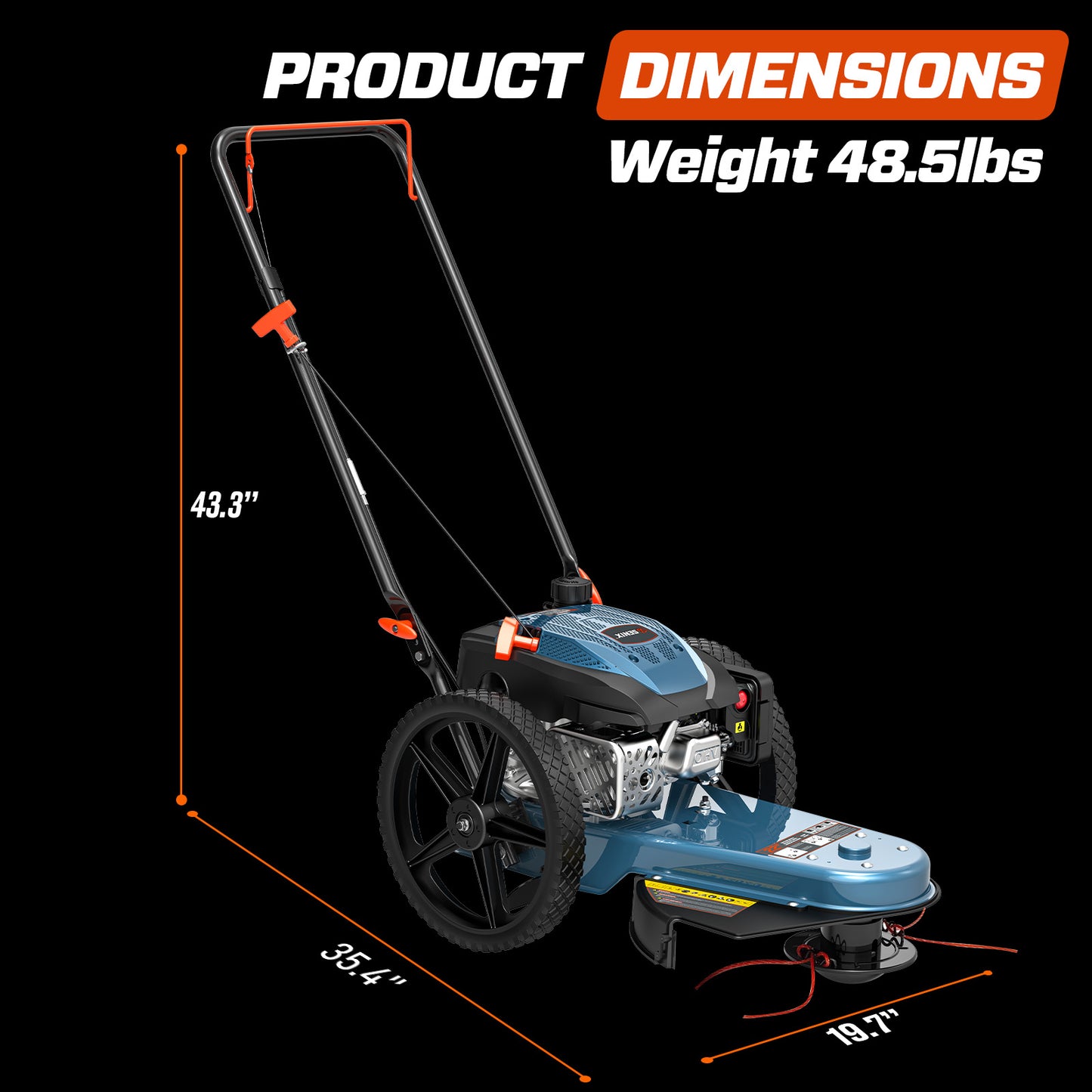 22" 160cc 4-Cycle Gas Powered High Wheel String Trimmer