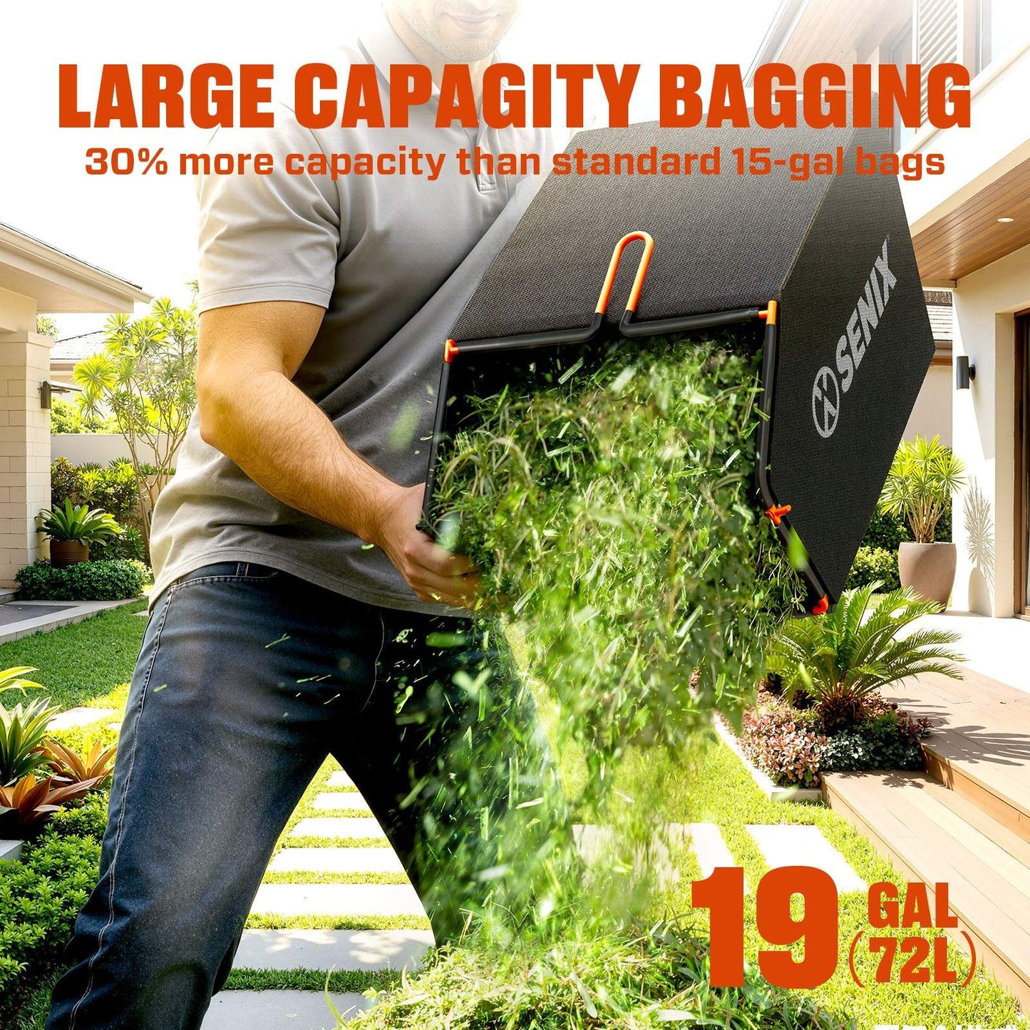 SENIX 22" Self-Propelled Gas Lawn Mower with 170cc OHV 4-Cycle Engine, 3-in-1 Walk-Behind Mower, 6-Position Height Adjustment