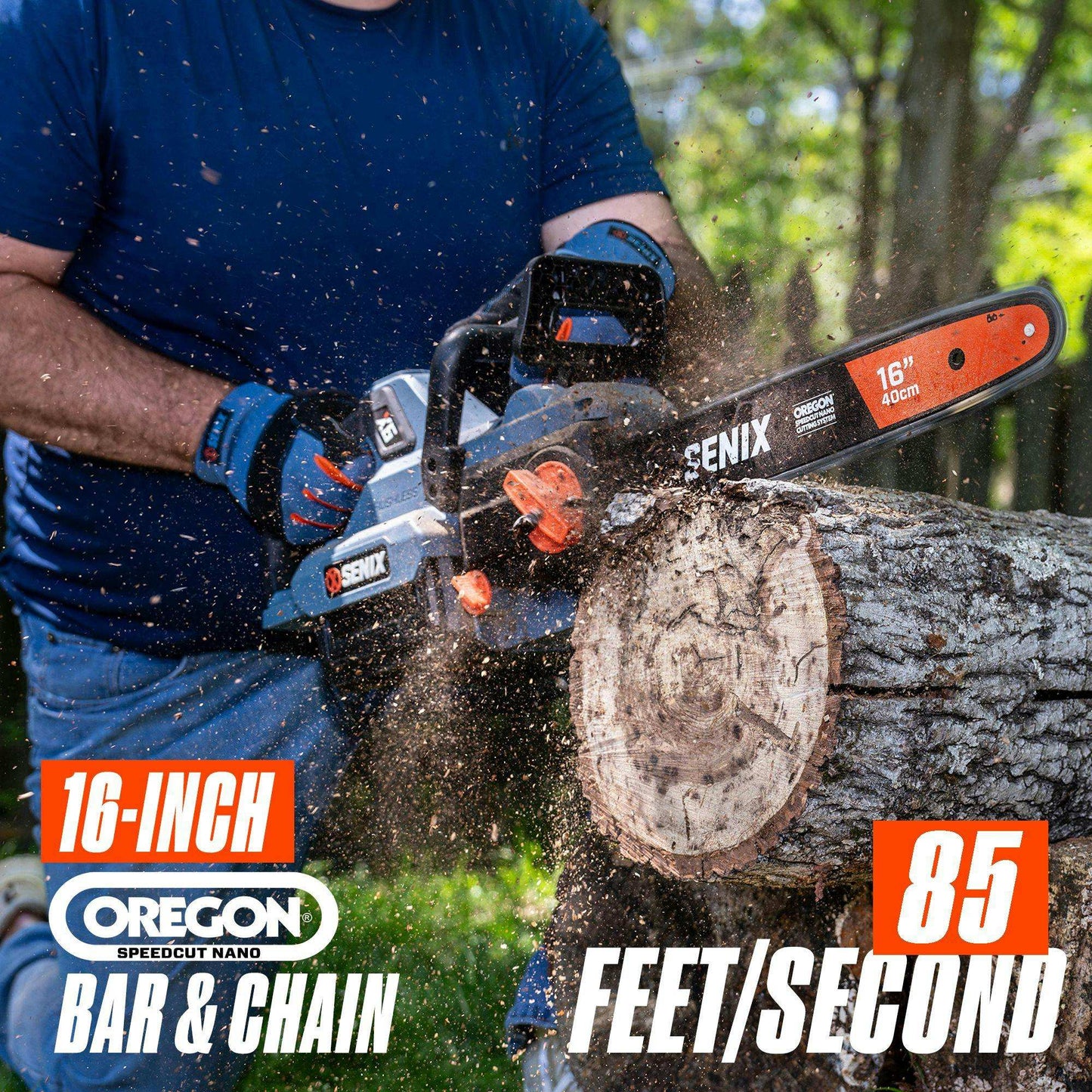 X6 60V Max 16" Cordless Chainsaw, Brushless (Battery & Charger Included | Chainsaws | SENIX Tools