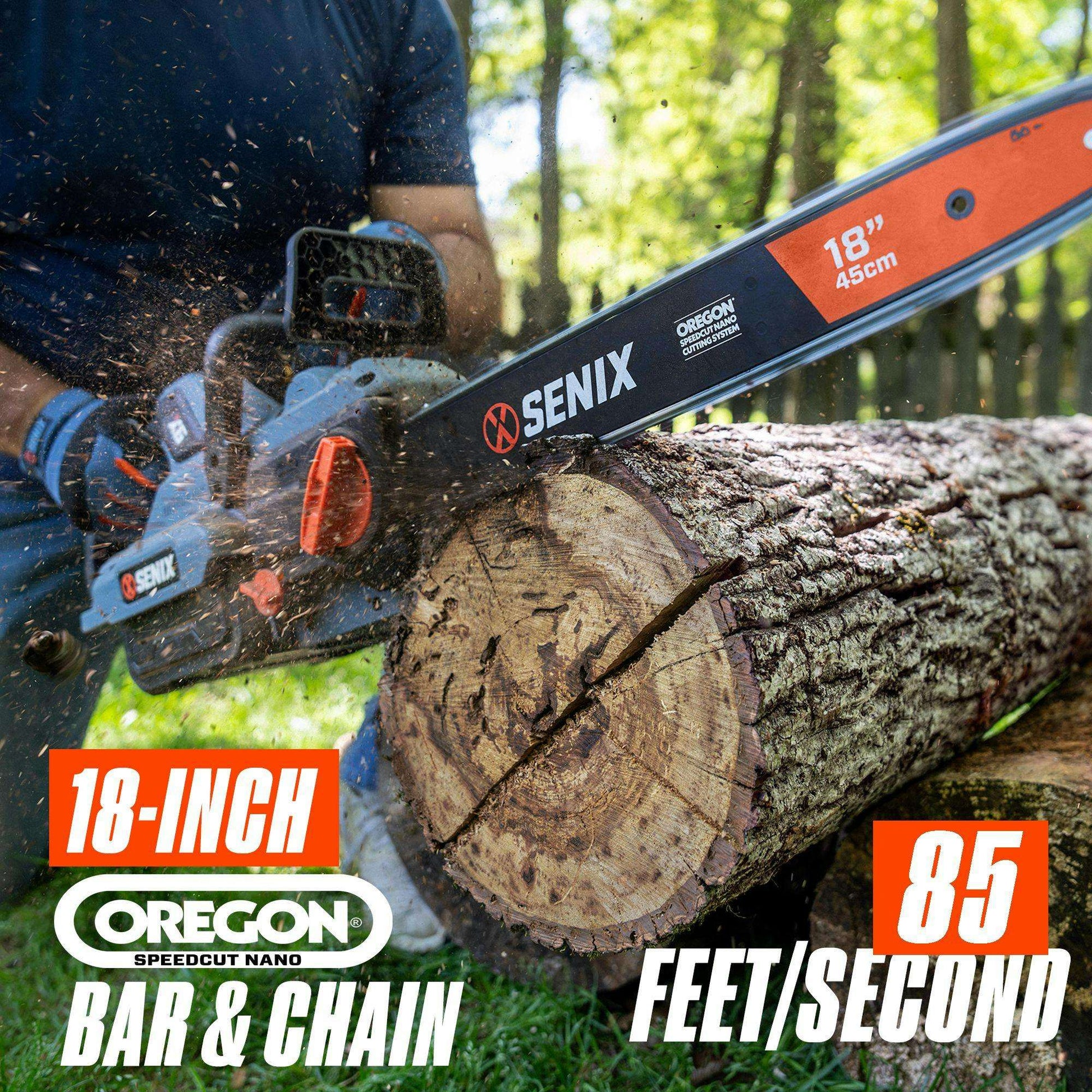 X6 60V Max 18" Cordless Chainsaw, Brushless (Battery & Charger Included | Chainsaws | SENIX Tools