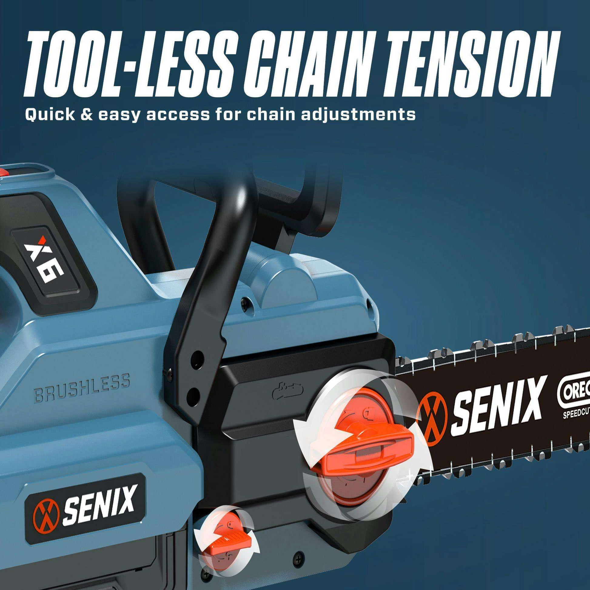 X6 60V Max 18" Cordless Chainsaw, Brushless (Battery & Charger Included | Chainsaws | SENIX Tools