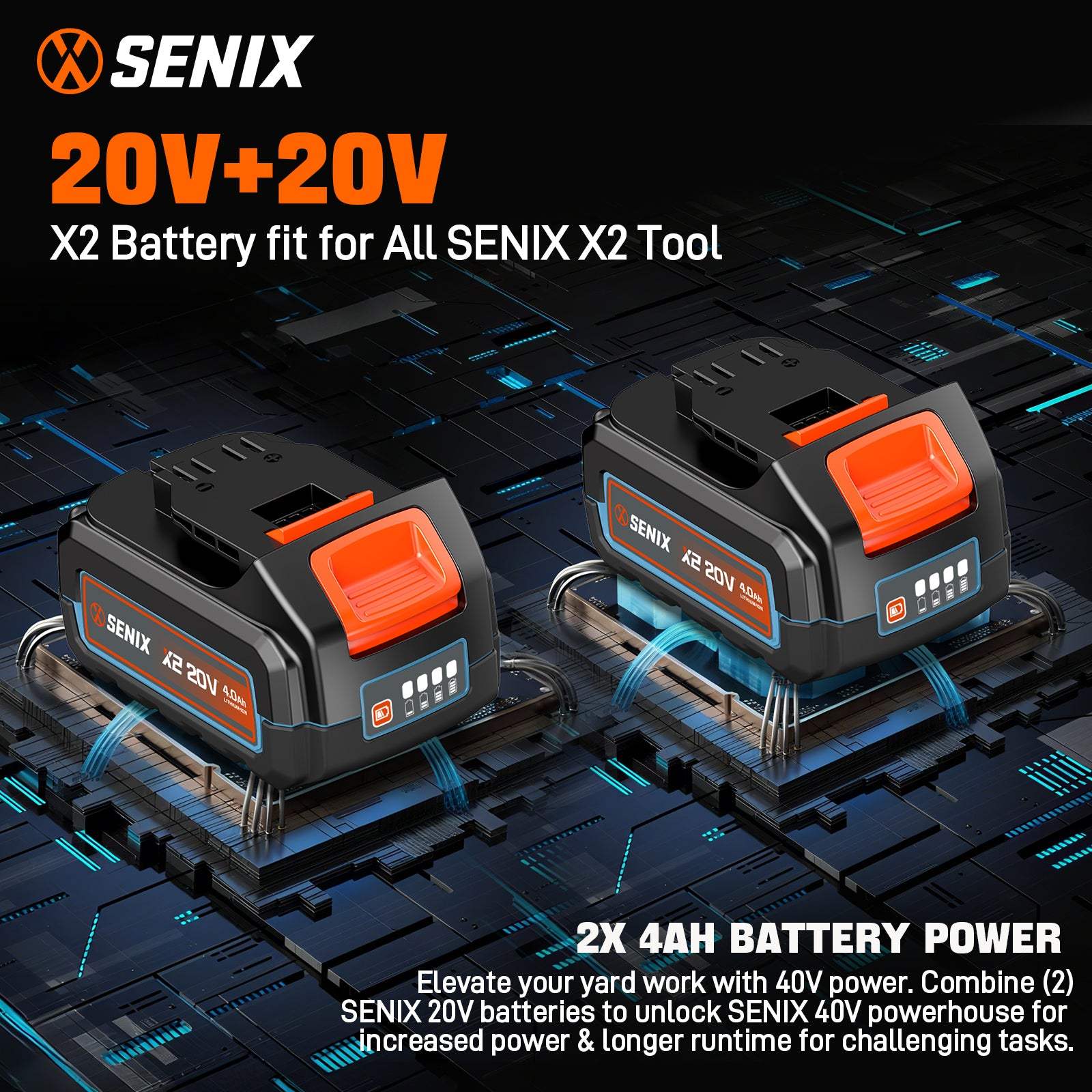 2X2 40V Max* Cordless Leaf Blower, Brushless (2 4.0 Ah Batteries & Cha | Leaf Blowers | SENIX Tools