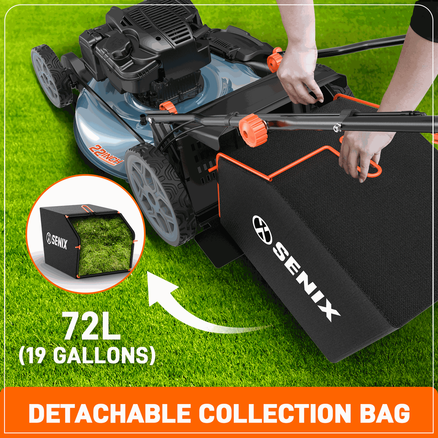 SENIX 22" 163cc Briggs & Stratton Engine Gas Self-Propelled Lawn Mower | SENIX Tools