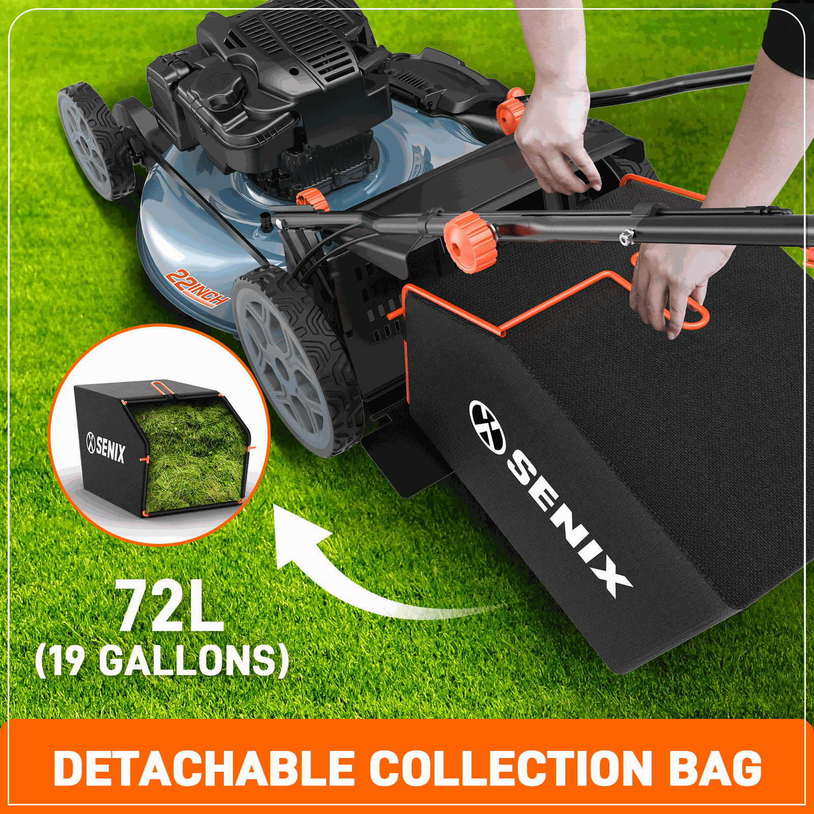 SENIX 22" 163cc Briggs & Stratton Engine Gas Self-Propelled Lawn Mower | SENIX Tools