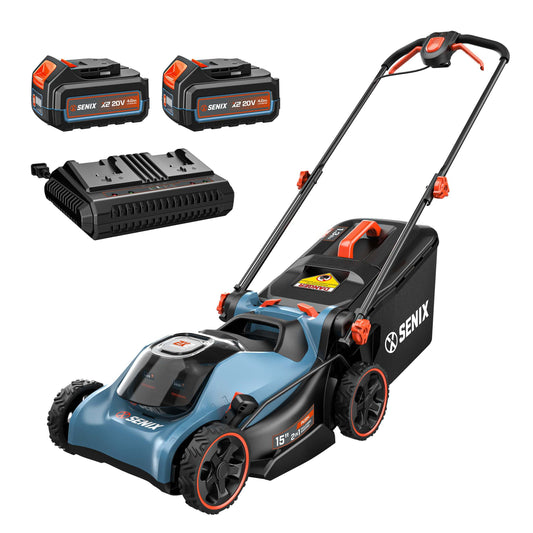 SENIX 2X2 40V Max* 15" Cordless Electric Push Lawn Mower 2-in-1 Baggin | Lawn Mowers | SENIX Tools