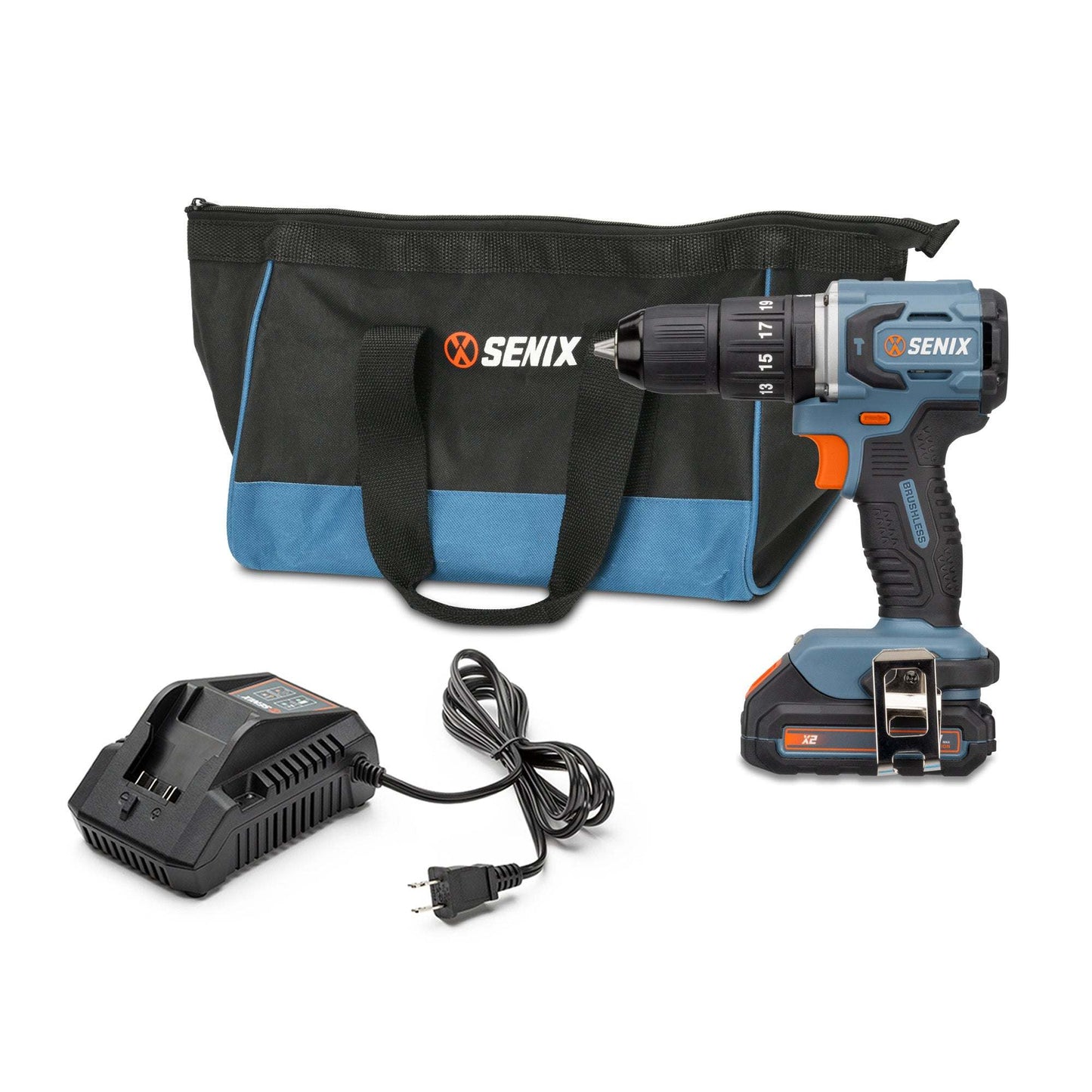 X2 20V Max* 1/2" Cordless Hammer Drill, Brushless (2.0 Ah Battery & Ch | Power Tools | SENIX Tools