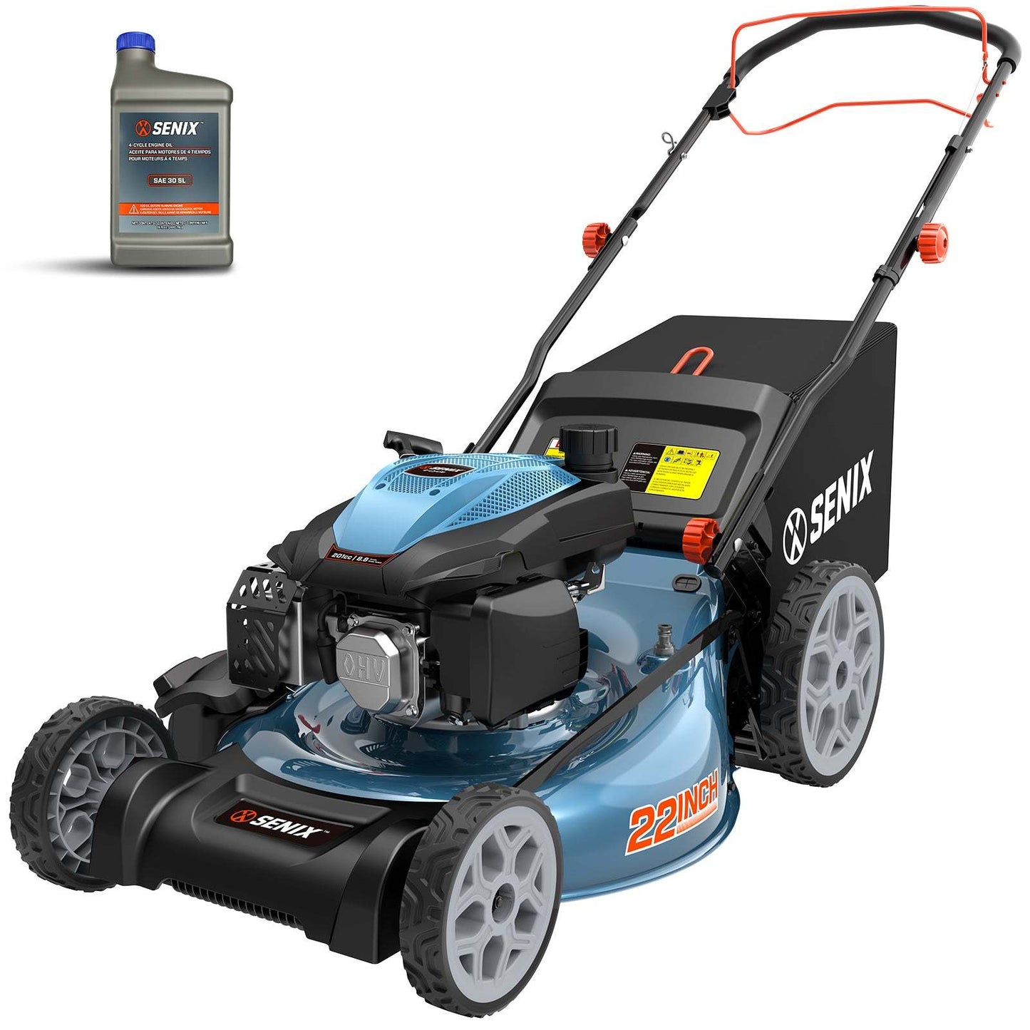 SENIX 201cc Gas Lawn Mower, 22" Single-Speed Self-Propelled Mower LSSG-H5