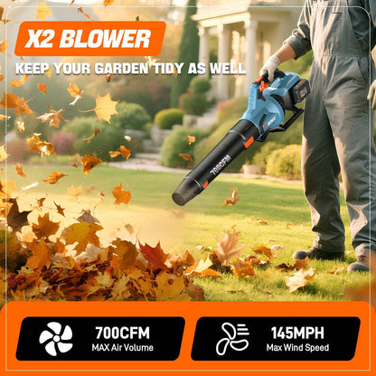 2X2 40V Max* Cordless Leaf Blower, Brushless (2 4.0 Ah Batteries & Cha | Leaf Blowers | SENIX Tools
