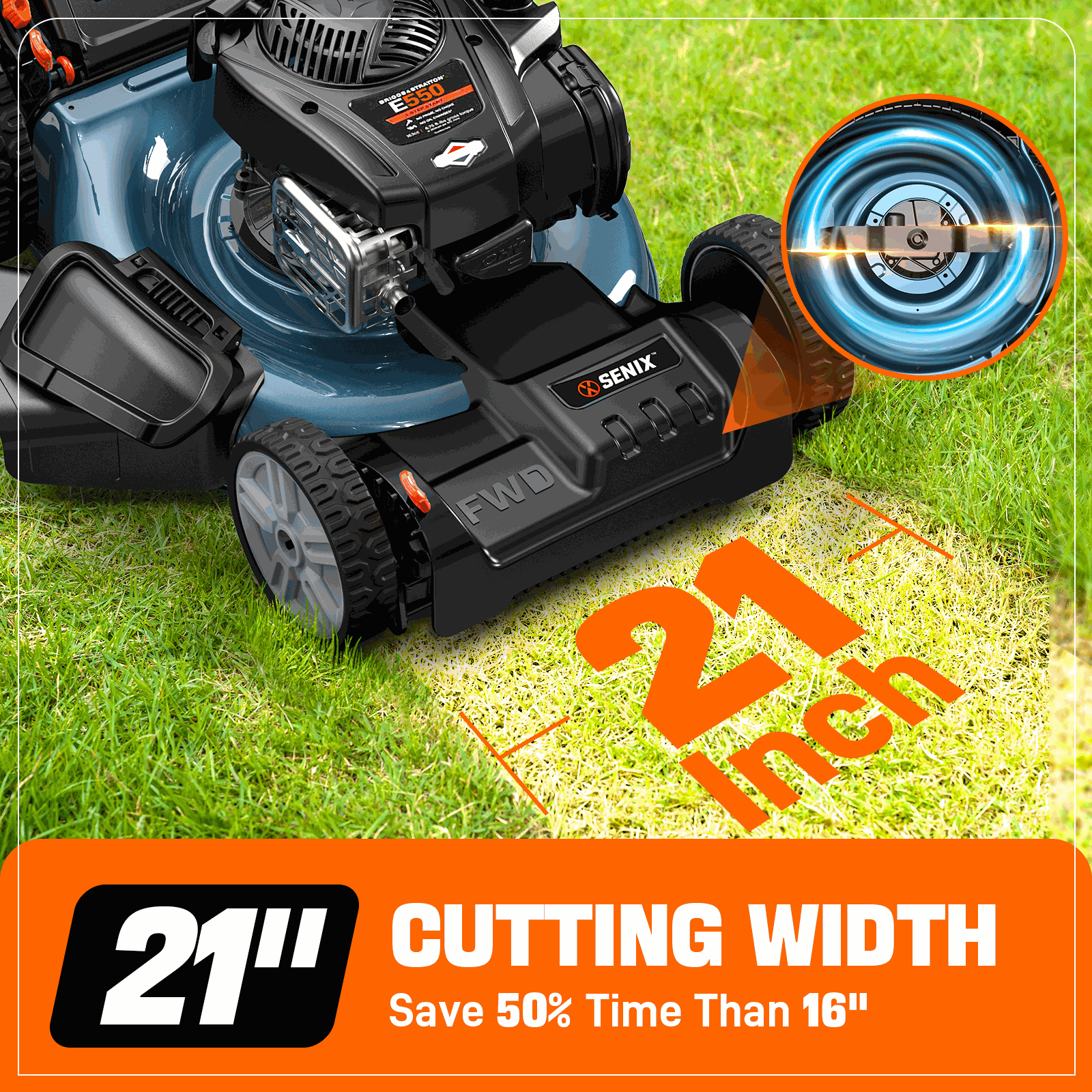 SENIX 21" 150cc 4-Cycle Briggs & Stratton Gas Self-Propelled Lawn Mowe | Lawn Mowers | SENIX 21" 150cc Briggs & Stratton Gas Self-Propelled Lawn Mower | SENIX Tools