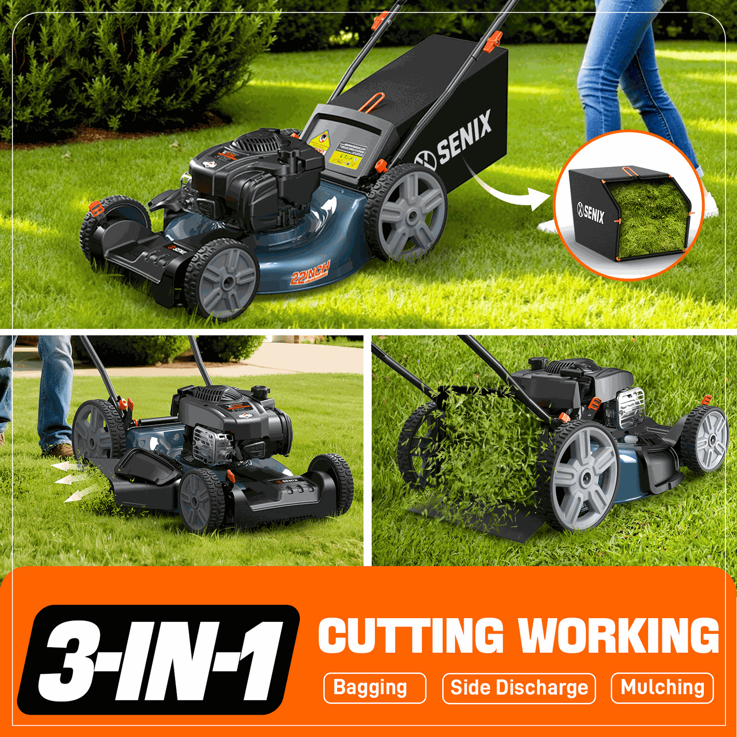 SENIX 21" 150cc 4-Cycle Briggs & Stratton Gas Self-Propelled Lawn Mowe | Lawn Mowers | SENIX 21" 150cc Briggs & Stratton Gas Self-Propelled Lawn Mower | SENIX Tools