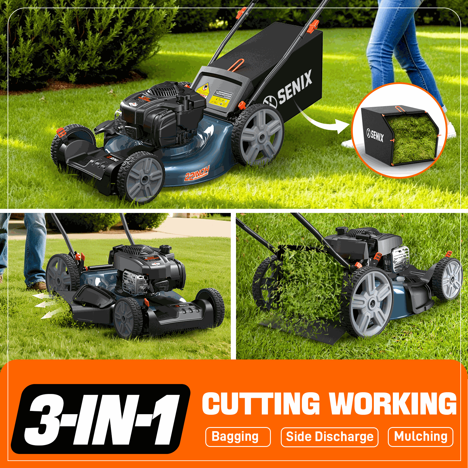 SENIX 21" 150cc 4-Cycle Briggs & Stratton Gas Self-Propelled Lawn Mowe | Lawn Mowers | SENIX 21" 150cc Briggs & Stratton Gas Self-Propelled Lawn Mower | SENIX Tools