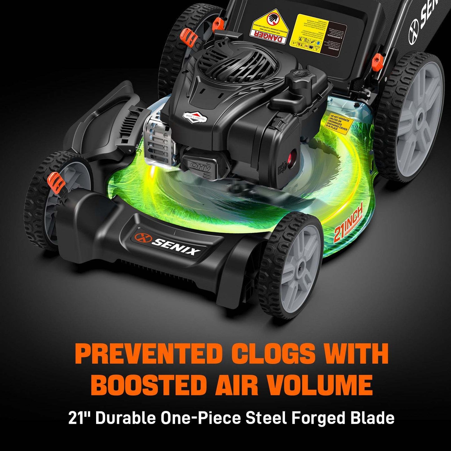 SENIX 21" 140cc Briggs & Stratton Engine Gas Push Lawn Mower | SENIX Tools