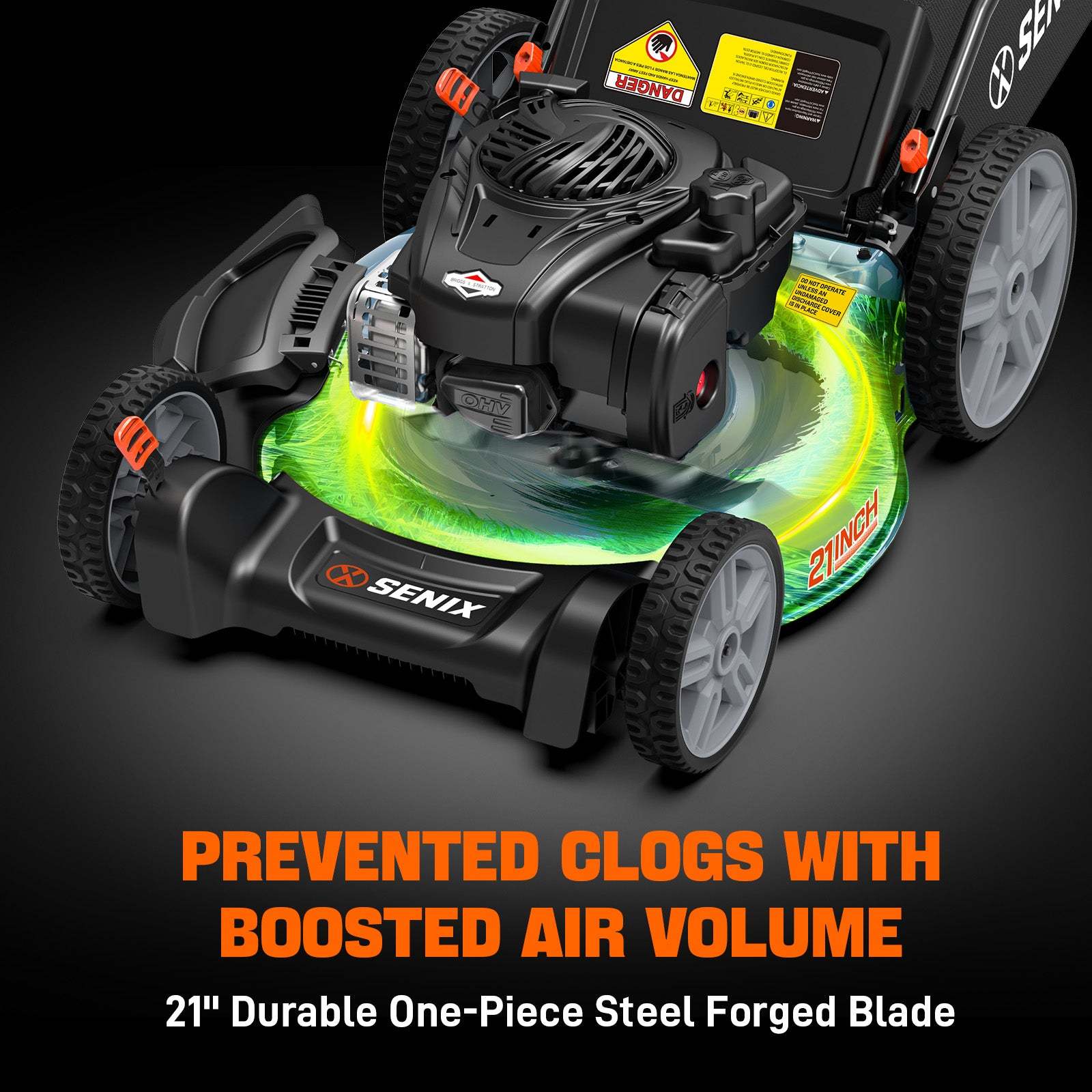 SENIX 21" 140cc Briggs & Stratton Engine Gas Push Lawn Mower | SENIX Tools