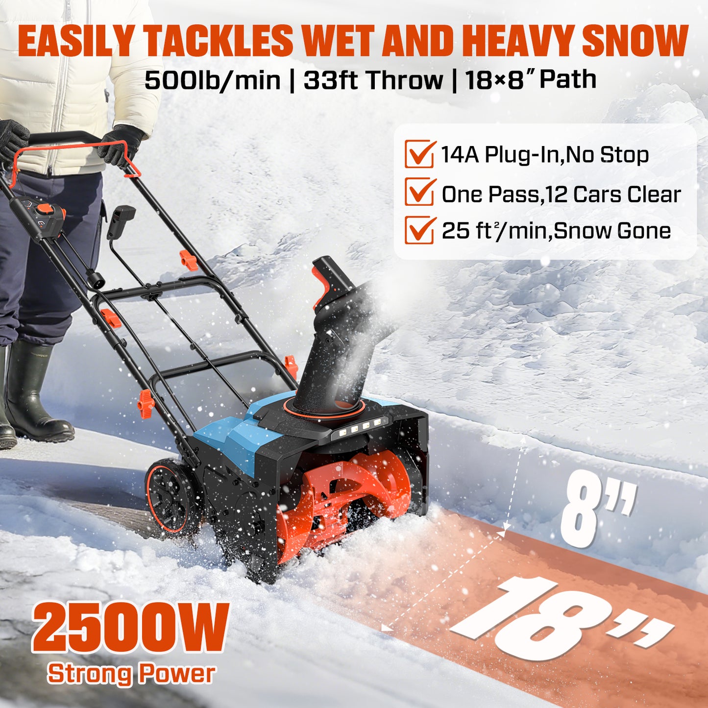 14 Amp 18" Corded Electric Snow Blower