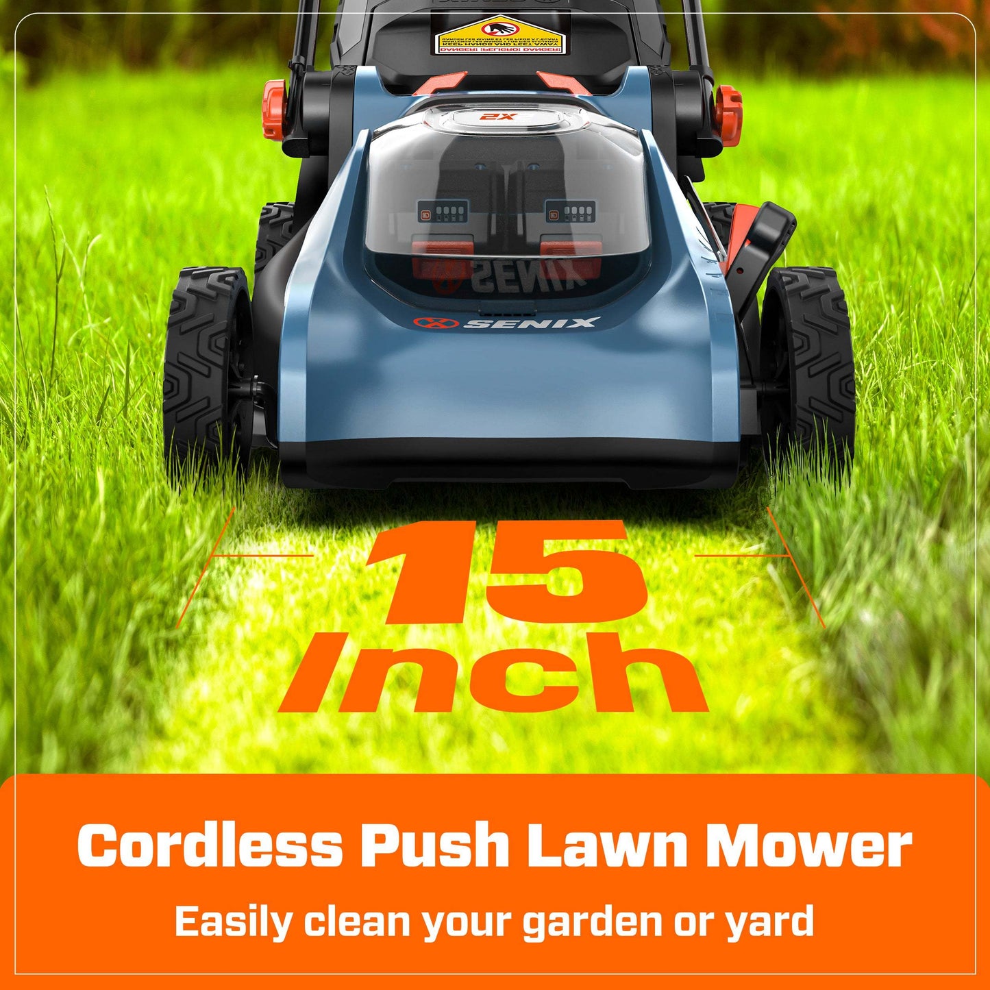 SENIX 2X2 40V Max* 15" Cordless Electric Push Lawn Mower 2-in-1 Baggin | Lawn Mowers | SENIX Tools