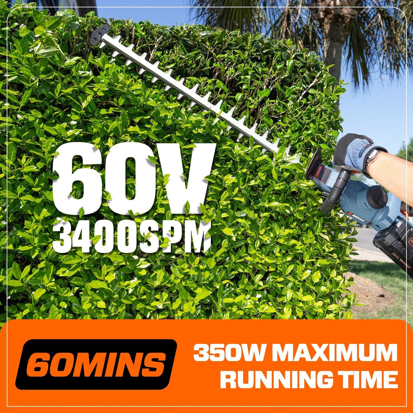 X6 60V Max* 26" Cordless Hedge Trimmer, Brushless (3.0 Ah Battery & Ch | Hedge Trimmers | SENIX Tools