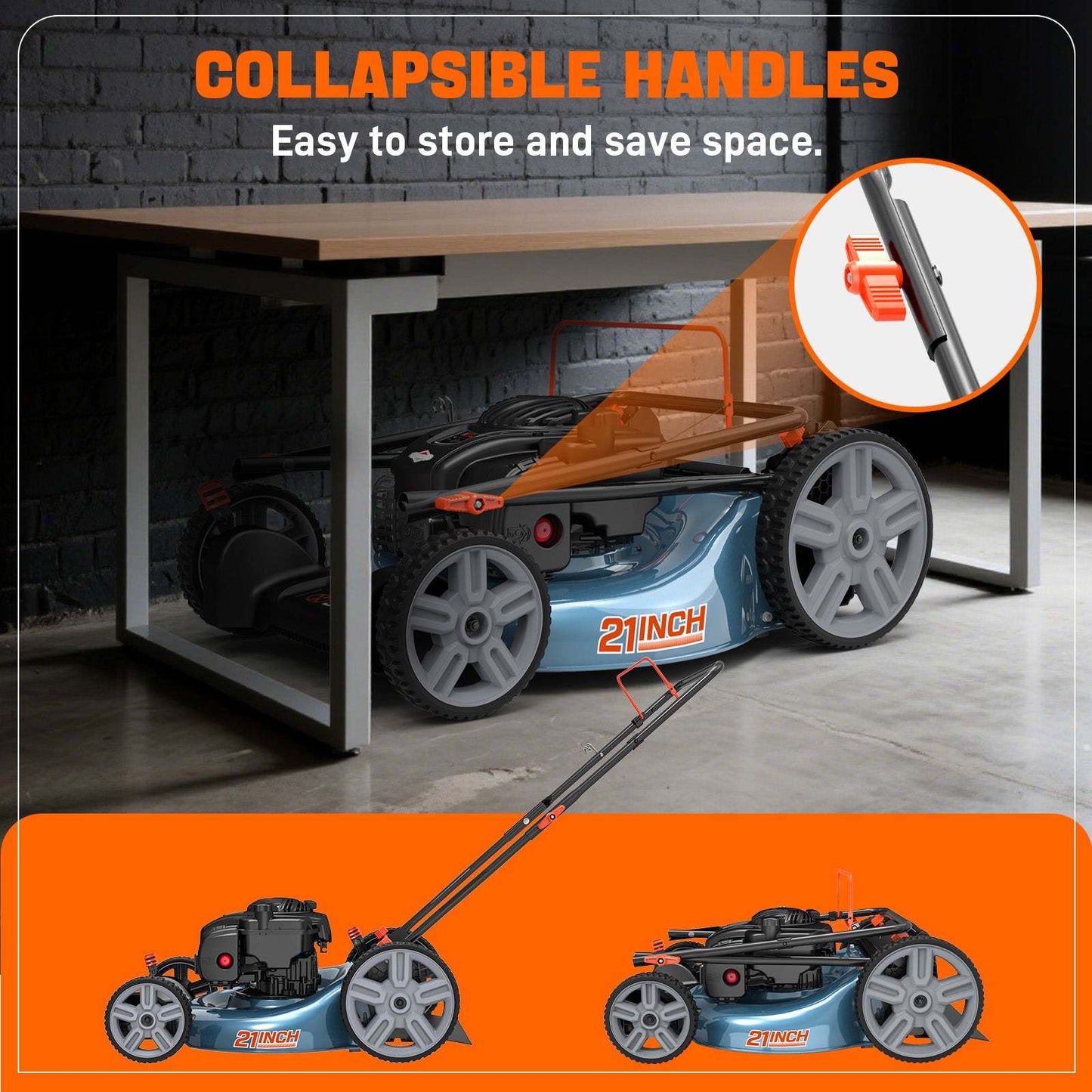 SENIX 21" 140cc Briggs & Stratton Engine Gas Push Lawn Mower | SENIX Tools