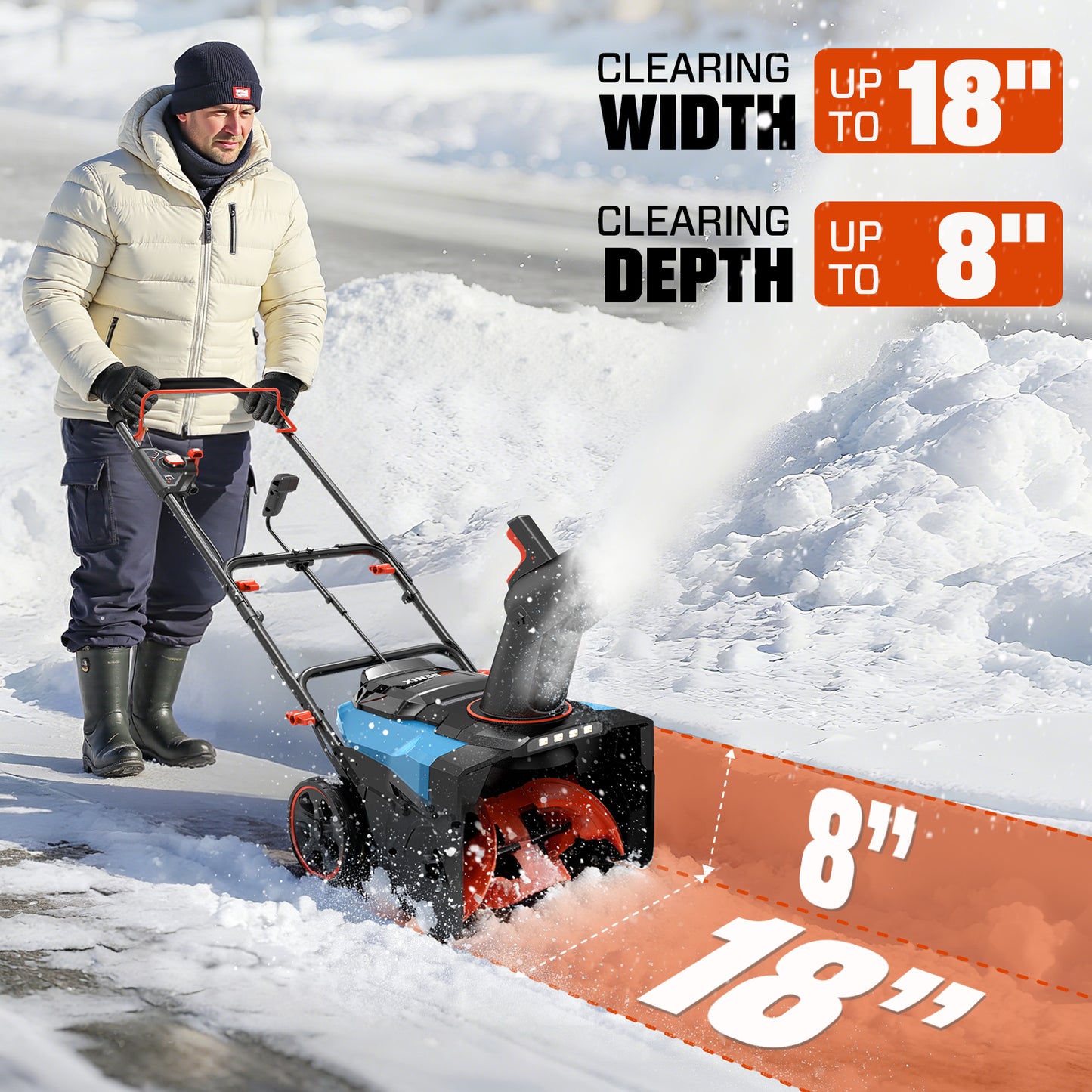 2X2 40V Max* 18" Dual Battery Cordless Snow Blower, Brushless (2 5.0 Ah Batteries & Charger Included)