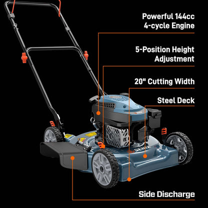 SENIX 20" 144cc 4-Cycle Gas Push Lawn Mower | SENIX Tools