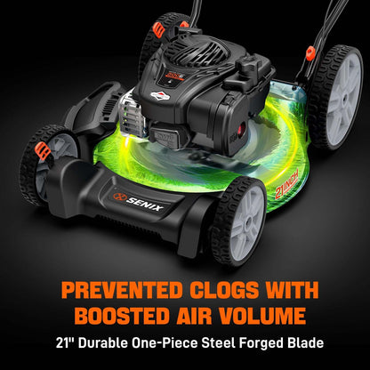 SENIX 21" 140cc 4-Cycle Briggs & Stratton Engine Gas Push Lawn Mower w | Lawn Mowers | SENIX Tools