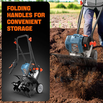 4QL® 46cc 4-Cycle Gas Tiller Cultivator | Cultivators | 4QL® 46 cc 4-Cycle Gas Powered Tiller Cultivator | SENIX Tools