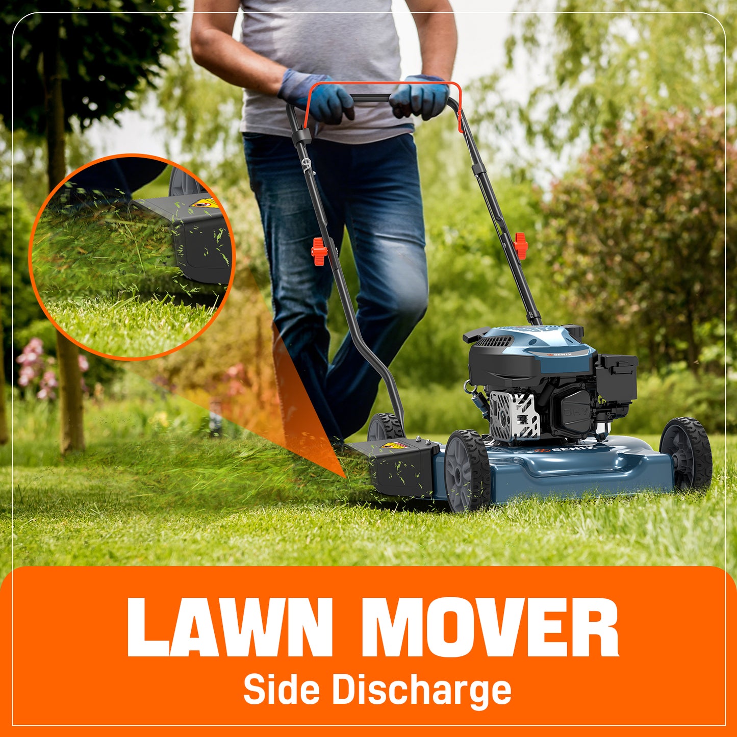 20" 144cc 4-Cycle Gas Push Lawn Mower with Side Discharge