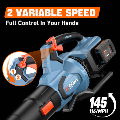 2X2 40V Max* Cordless Leaf Blower, Brushless (2 4.0 Ah Batteries & Cha | Leaf Blowers | SENIX Tools