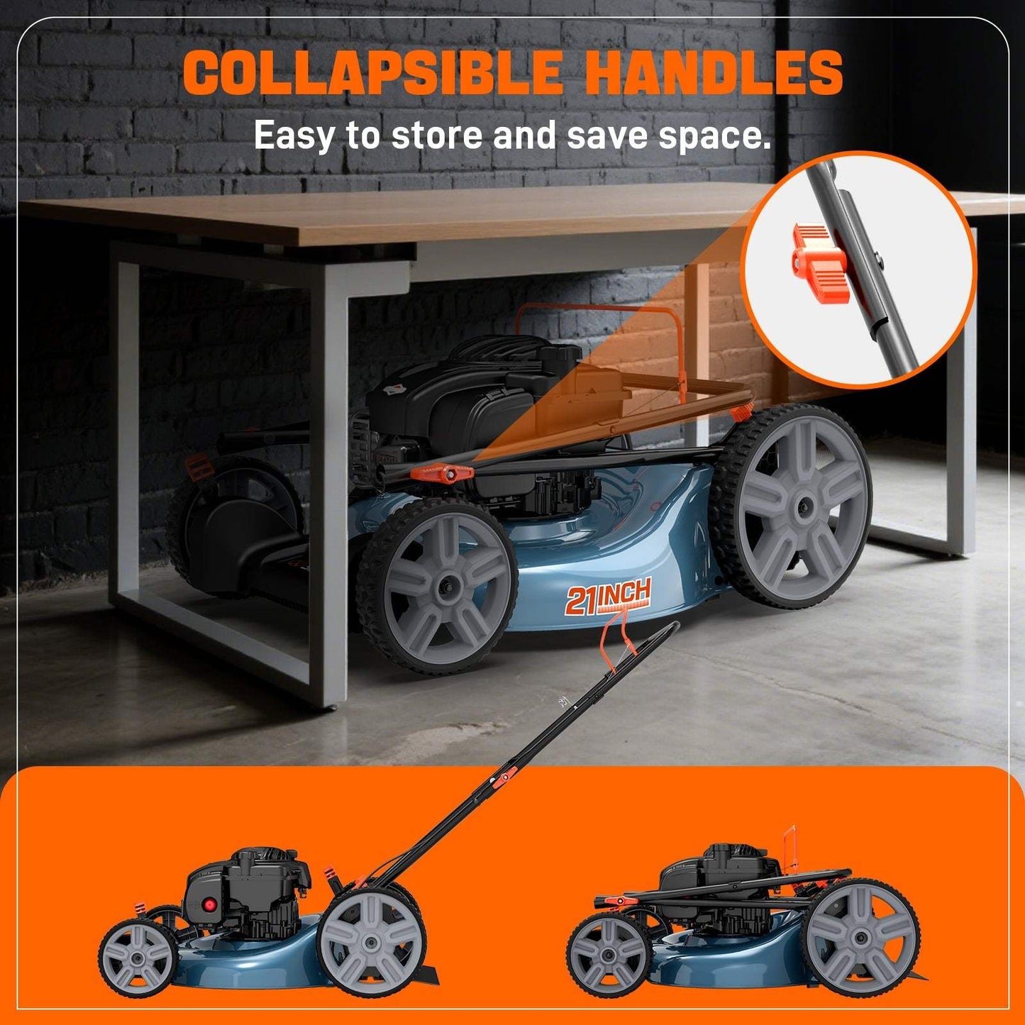 SENIX 21" 140cc 4-Cycle Briggs & Stratton Engine Gas Push Lawn Mower w | Lawn Mowers | SENIX Tools