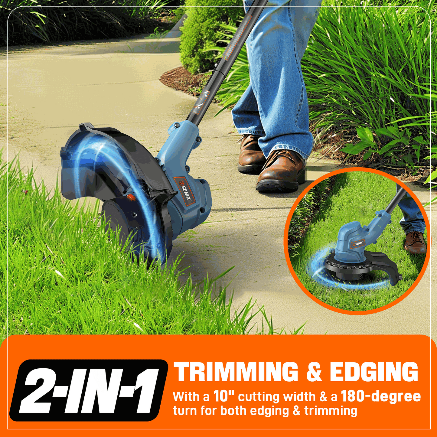 X2 20V Max* 10" Cordless String Trimmer (2.0 Ah Battery & Charger Incl | String Trimmers | SENIX Tools