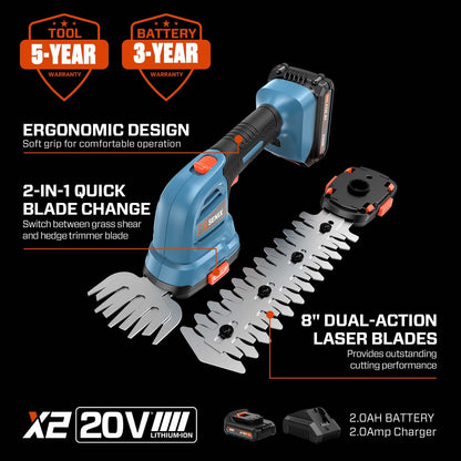 X2 20V Max* Cordless Grass Shear/Shrubber (2.0 Ah Battery & Charger Included)