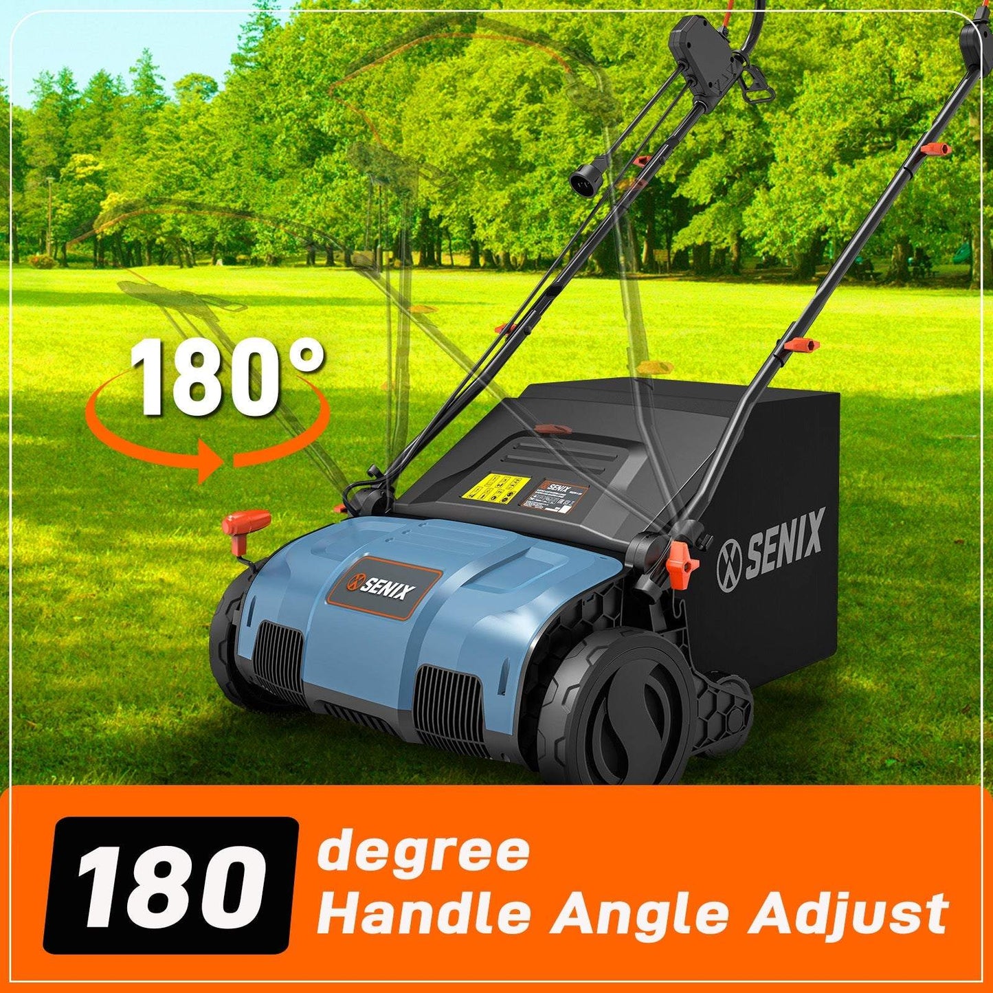 13 Amp 15" Corded Electric Dethatcher & Scarifier Combo | Dethatchers | SENIX Tools