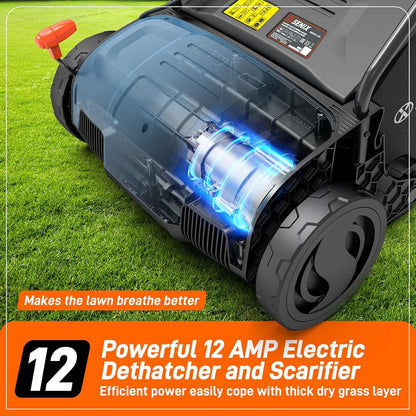12 Amp 12.6" Corded Electric Dethatcher & Scarifier Combo | Dethatchers| SENIX Tools