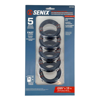 0.095" Universal String Trimmer Line, 5-Pack | Parts And Accessories | 0.095" Universal String Trimmer Line | SENIX Tools