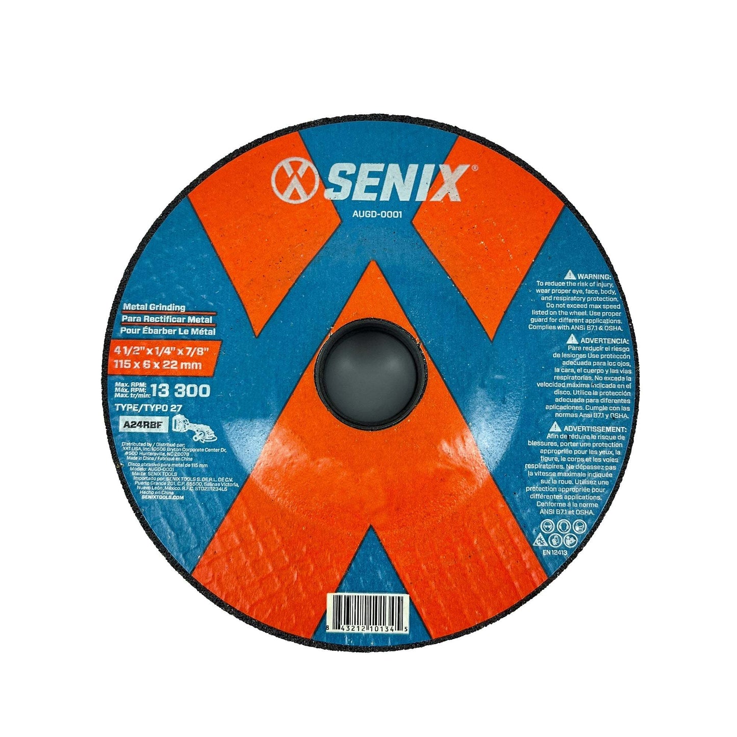 SENIX 4.5" Metal Grinding Wheel, Type 27 | SENIX Tools