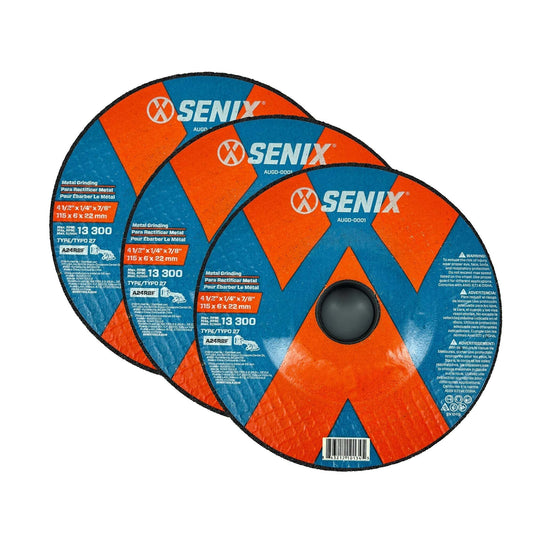 SENIX 3pk Metal Grinding Wheel - 4-1/2-Inch - Type 27 | SENIX Tools