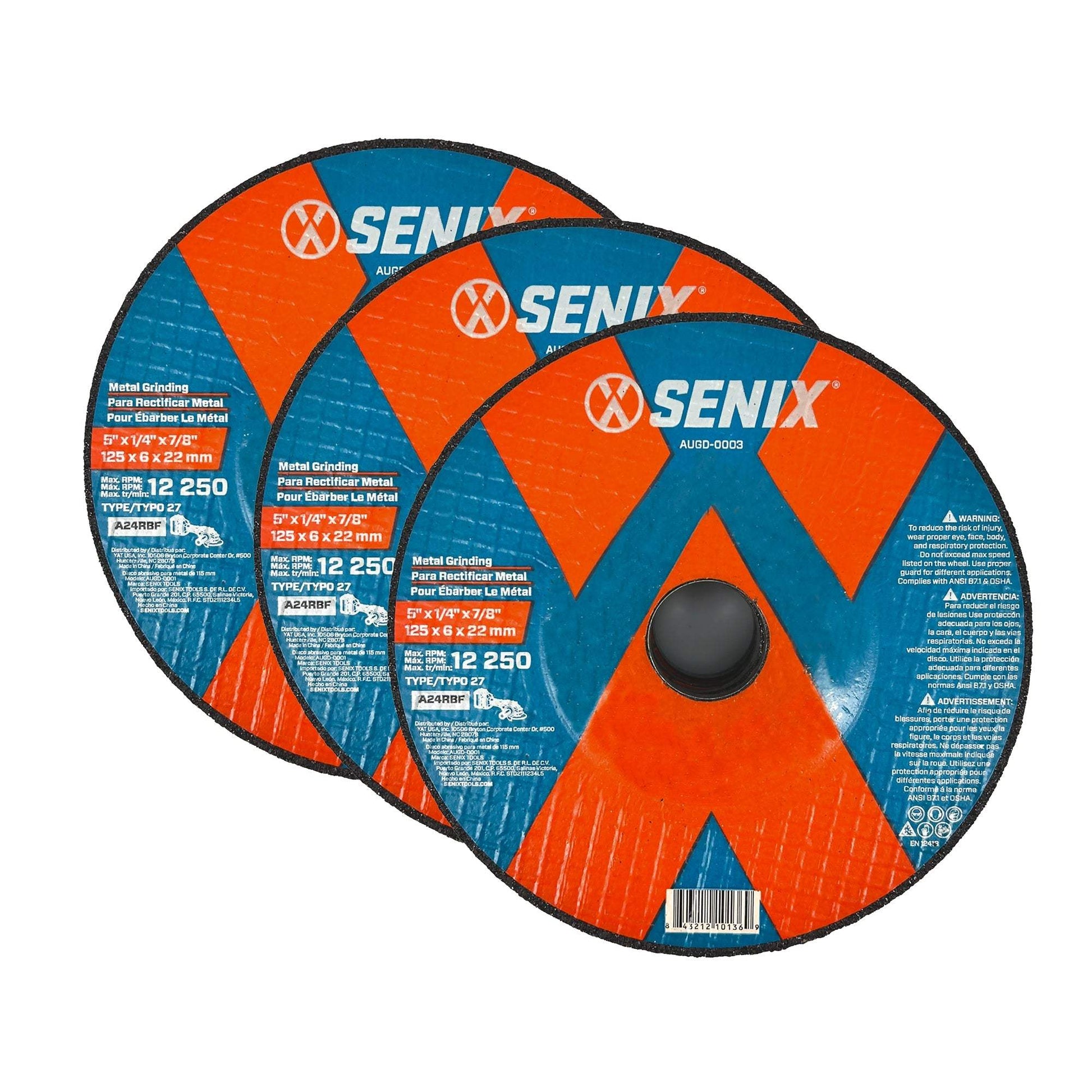 SENIX Metal Grinding Wheel 3pk - 5-Inch | SENIX Tools