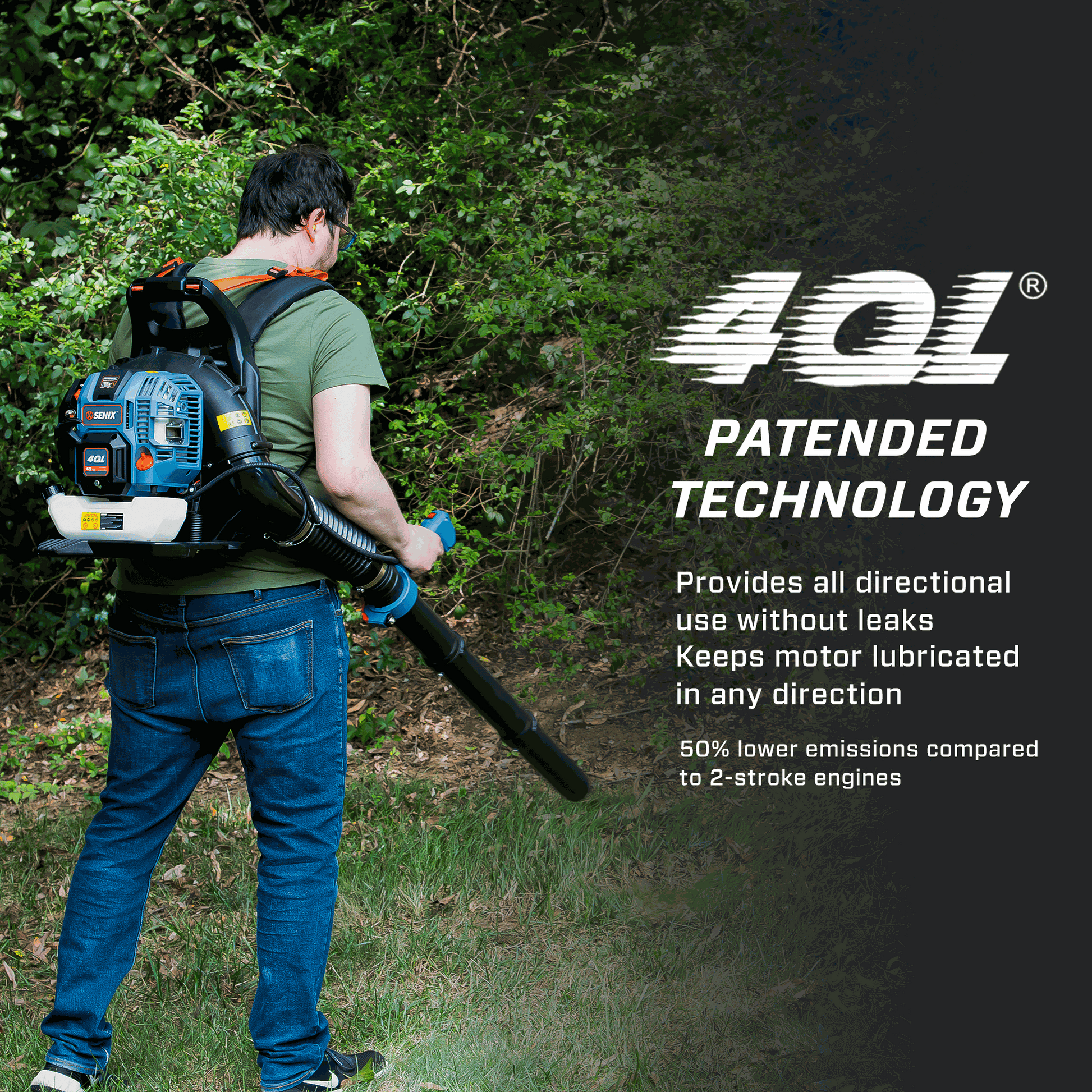 4QL® 49cc 4-Cycle Gas Backpack Leaf Blower | Leaf Blowers | SENIX Tools