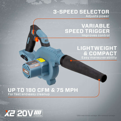 X2 20V Max Cordless Jobsite Blower - Tool Only | Leaf Blowers | SENIX Tools