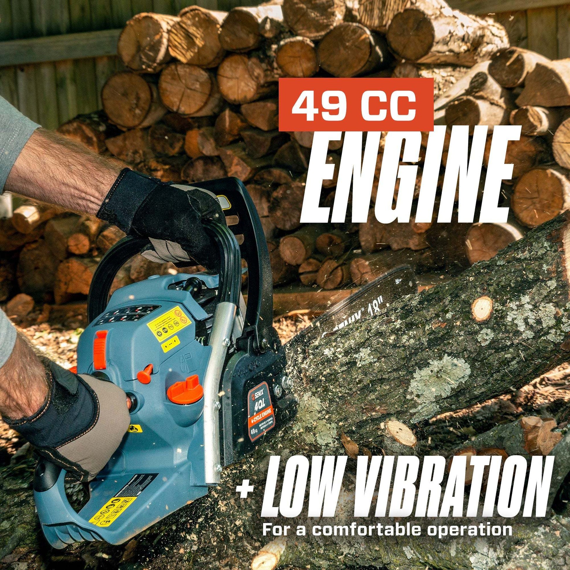 4QL® 49cc 4-Cycle 18" Gas Chainsaw with Oregon Bar and Chain | Chainsaws | SENIX Tools