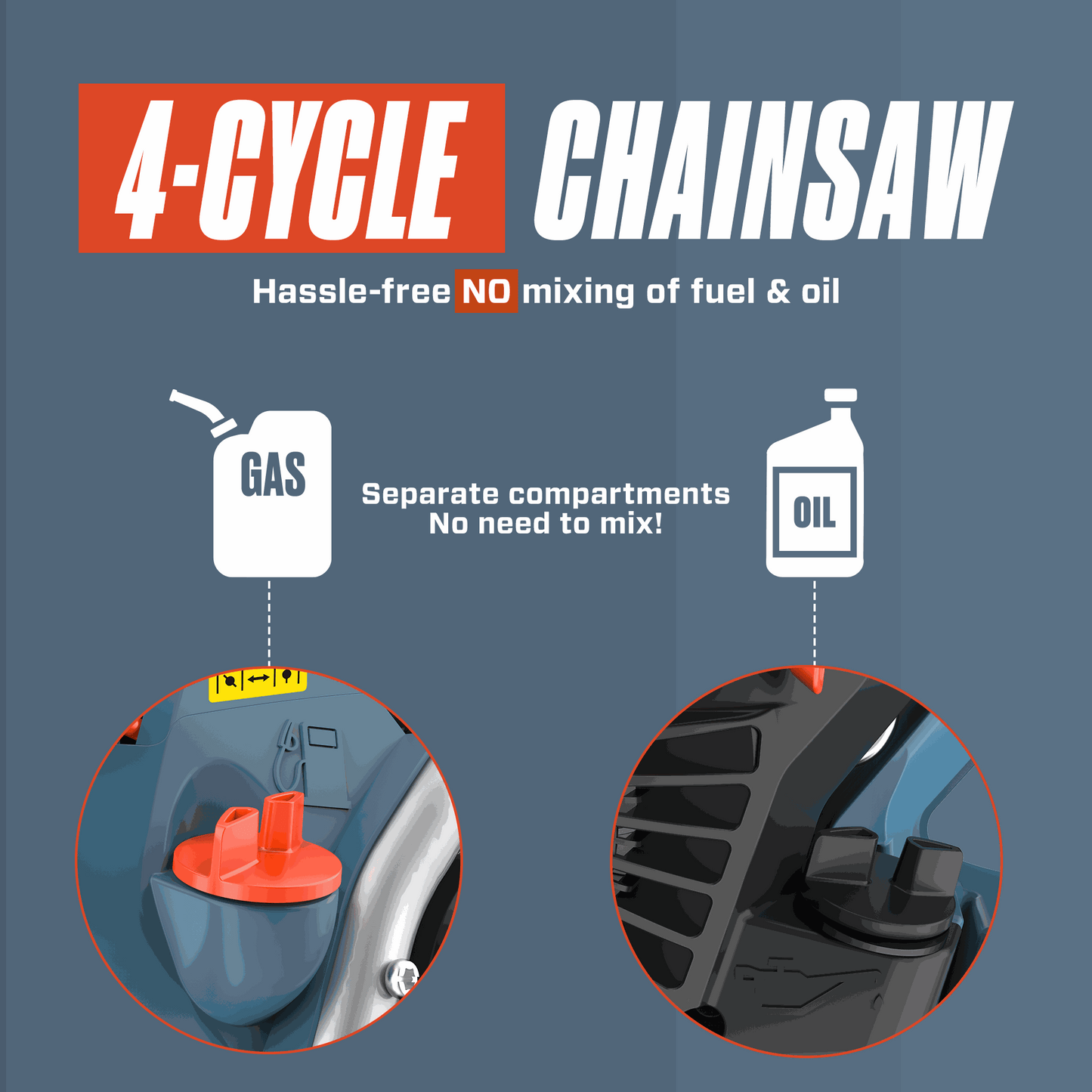 4QL® 49cc 4-Cycle 18" Gas Chainsaw with Oregon Bar and Chain | Chainsaws | SENIX Tools