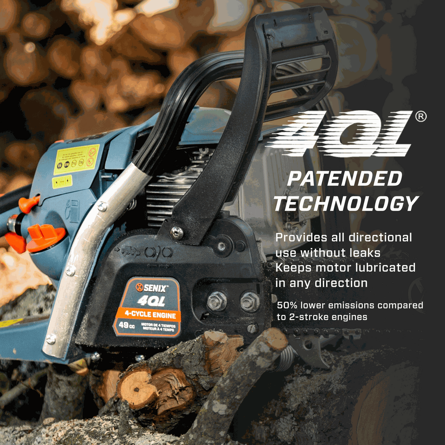 4QL® 49cc 4-Cycle 18" Gas Chainsaw with Oregon Bar and Chain | Chainsaws | SENIX Tools