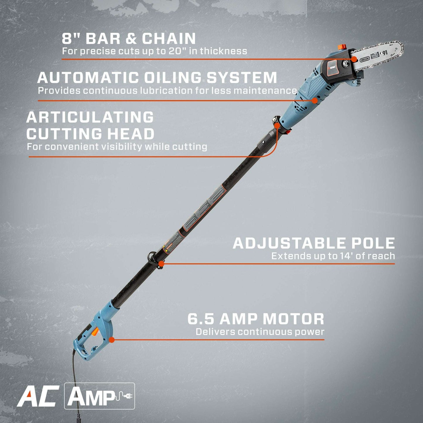 SENIX 6.5 Amp 8" Corded Electric Pole Saw | Pole Saws | SENIX Tools