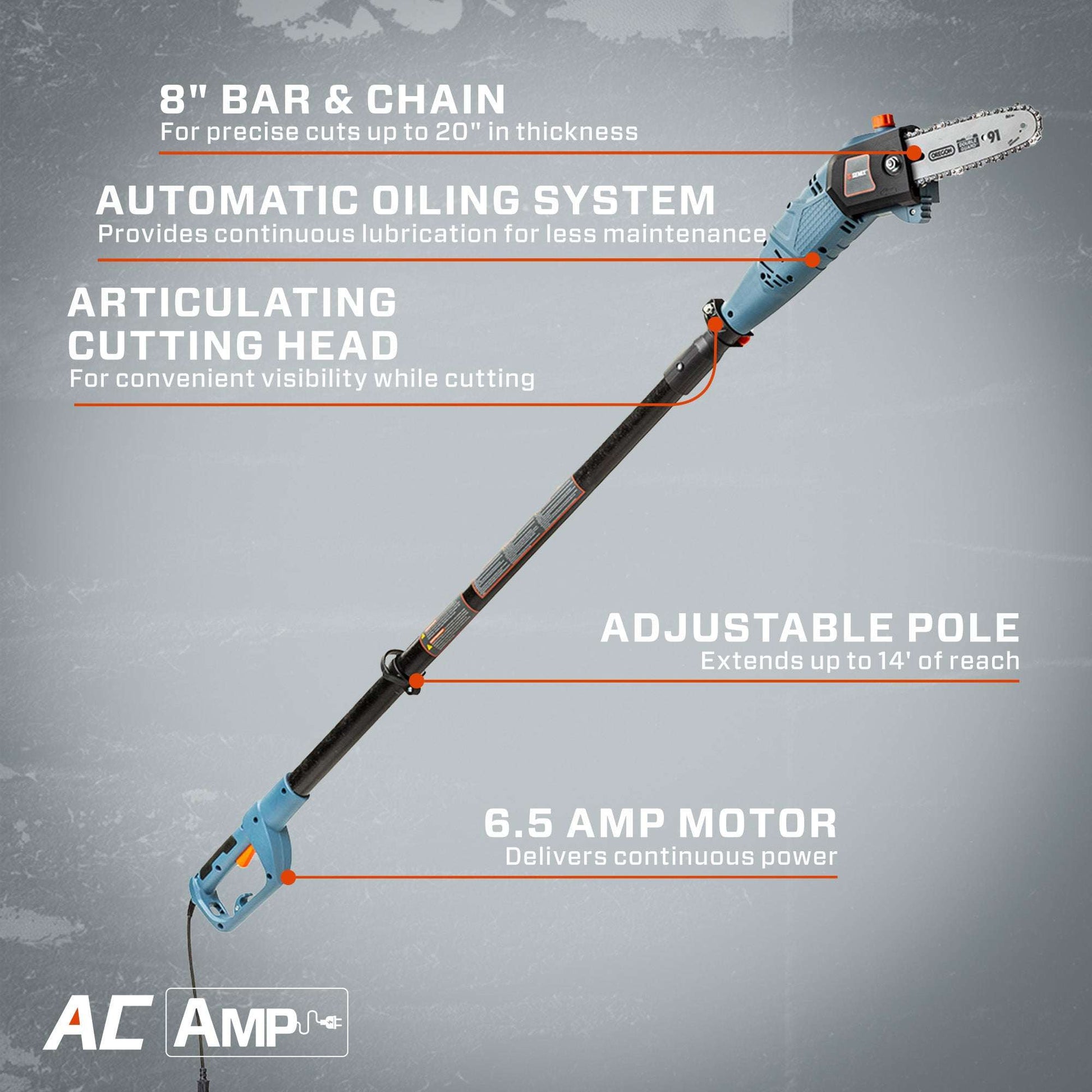SENIX 6.5 Amp 8" Corded Electric Pole Saw | Pole Saws | SENIX Tools