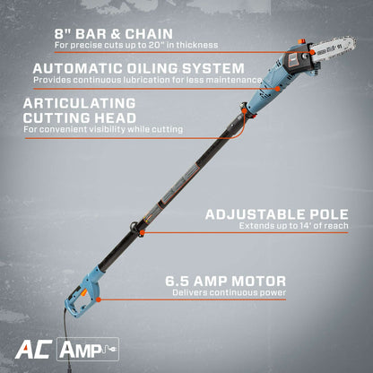 SENIX 6.5 Amp 8" Corded Electric Pole Saw | Pole Saws | SENIX Tools