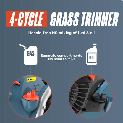 4QL® 31cc 4-Cycle 18" Gas String Trimmer, Attachment Capable | String Trimmers | SENIX Tools