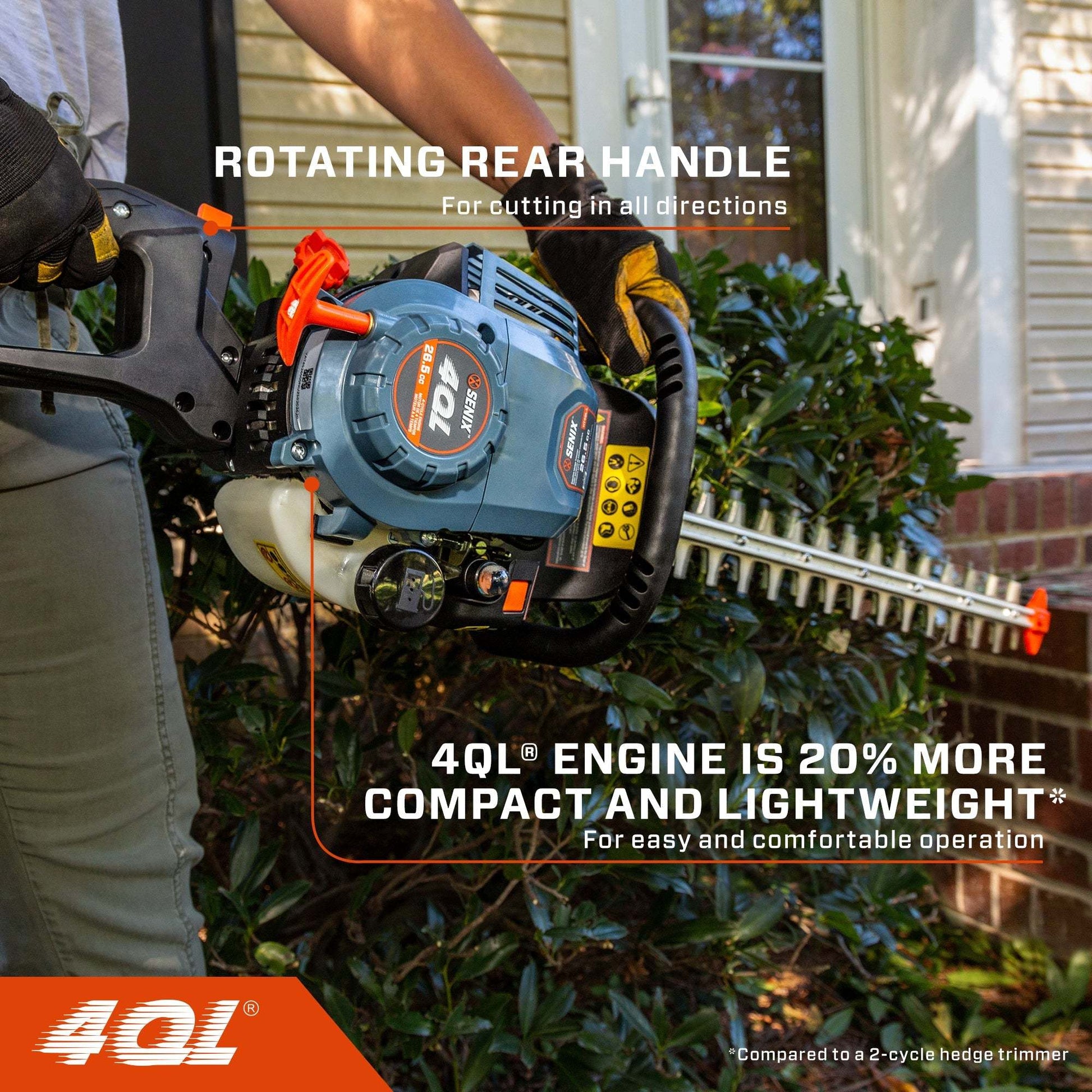 4QL® 26.5cc 4-Cycle 22" Gas Hedge Trimmer | Hedge Trimmers | SENIX Tools
