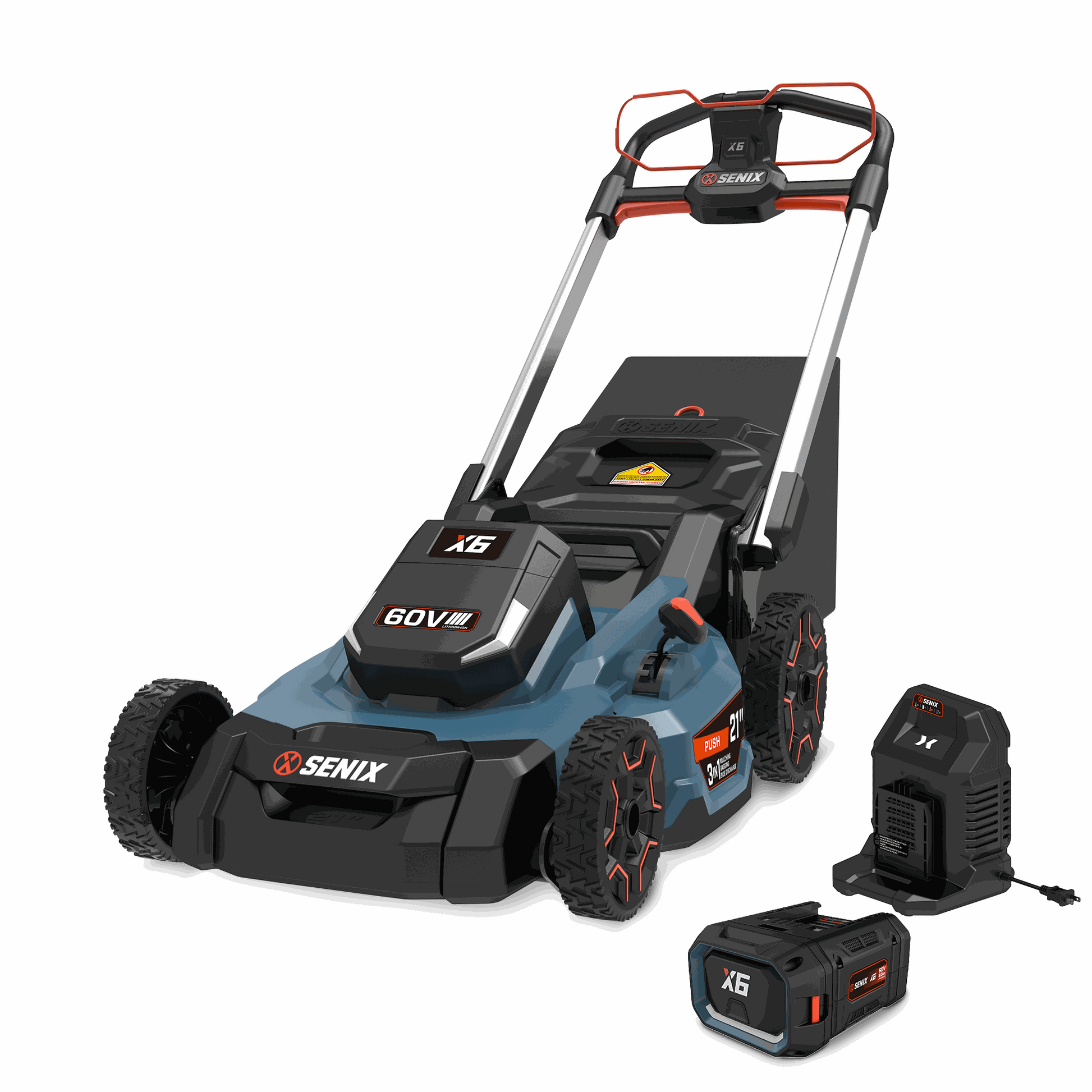 X6 60V Max* 21" Cordless Push Lawn Mower, Brushless (6.0 Ah Battery &  | Lawn Mowers | SENIX Tools