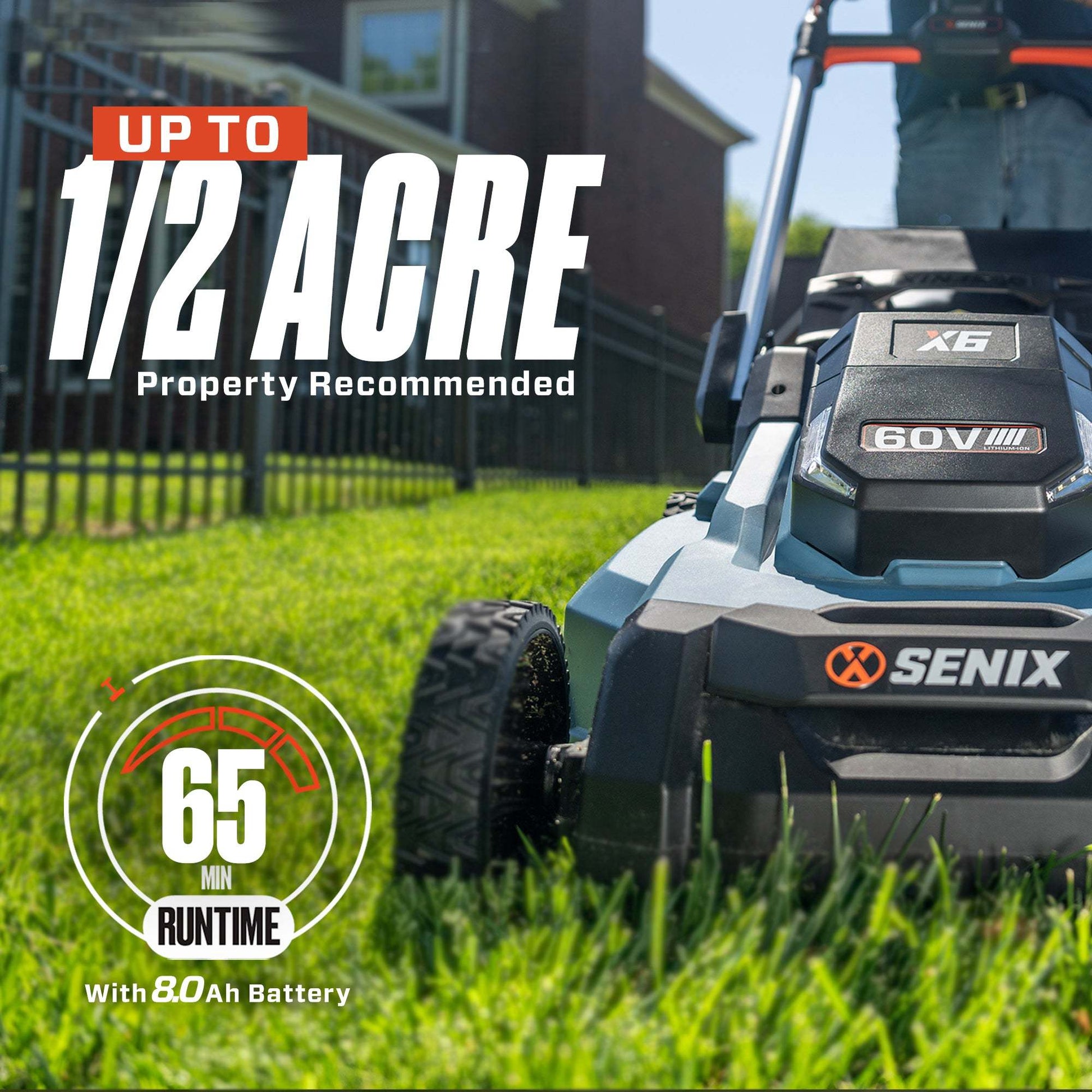 X6 60V Max* 21" Self-Propelled Cordless Lawn Mower, Brushless (8.0 Ah  | Lawn Mowers | SENIX Tools
