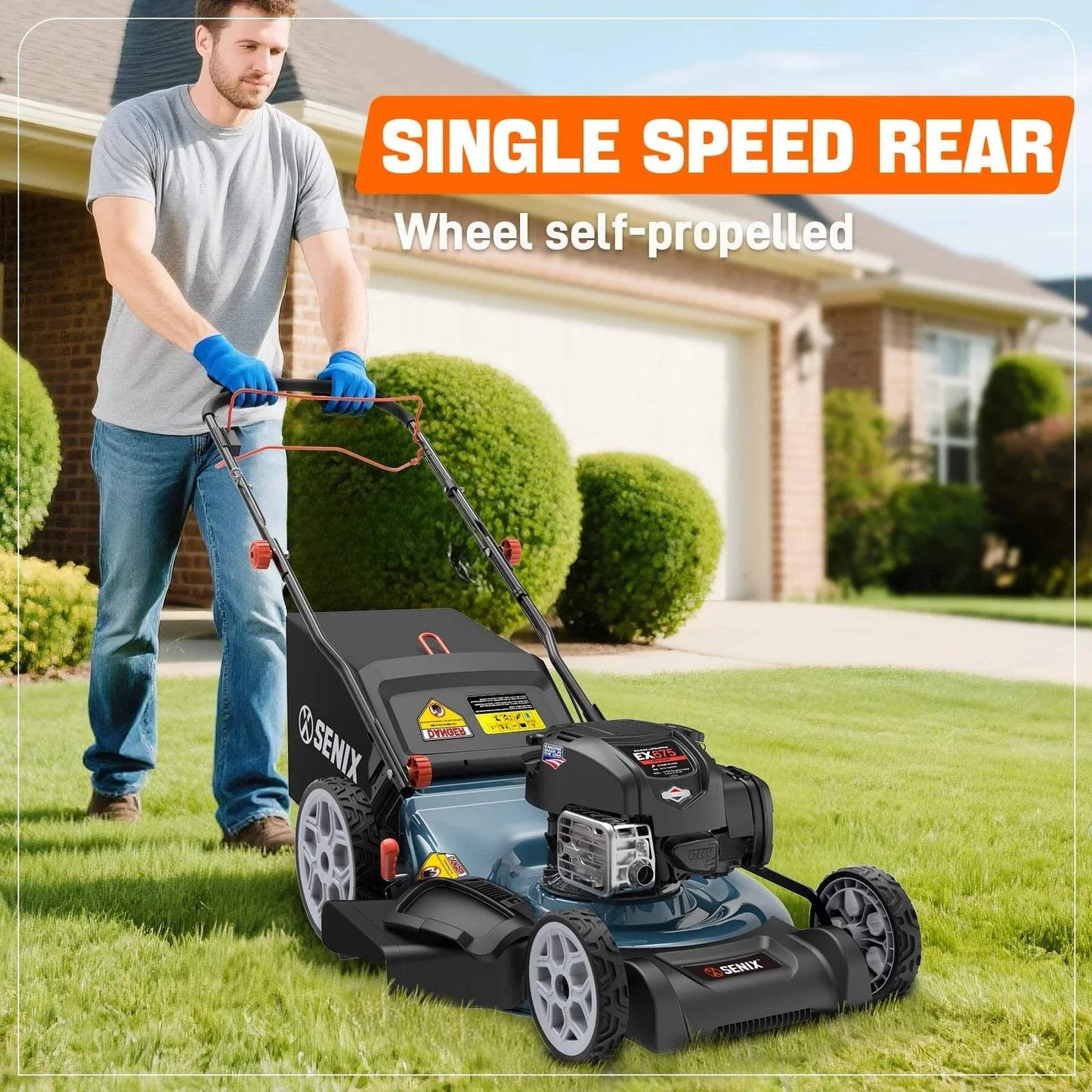 22" 163cc 4-Cycle Briggs & Stratton Engine Gas Self-Propelled Lawn Mower with 3-in-1 Mulching, Bagging, Side Discharge